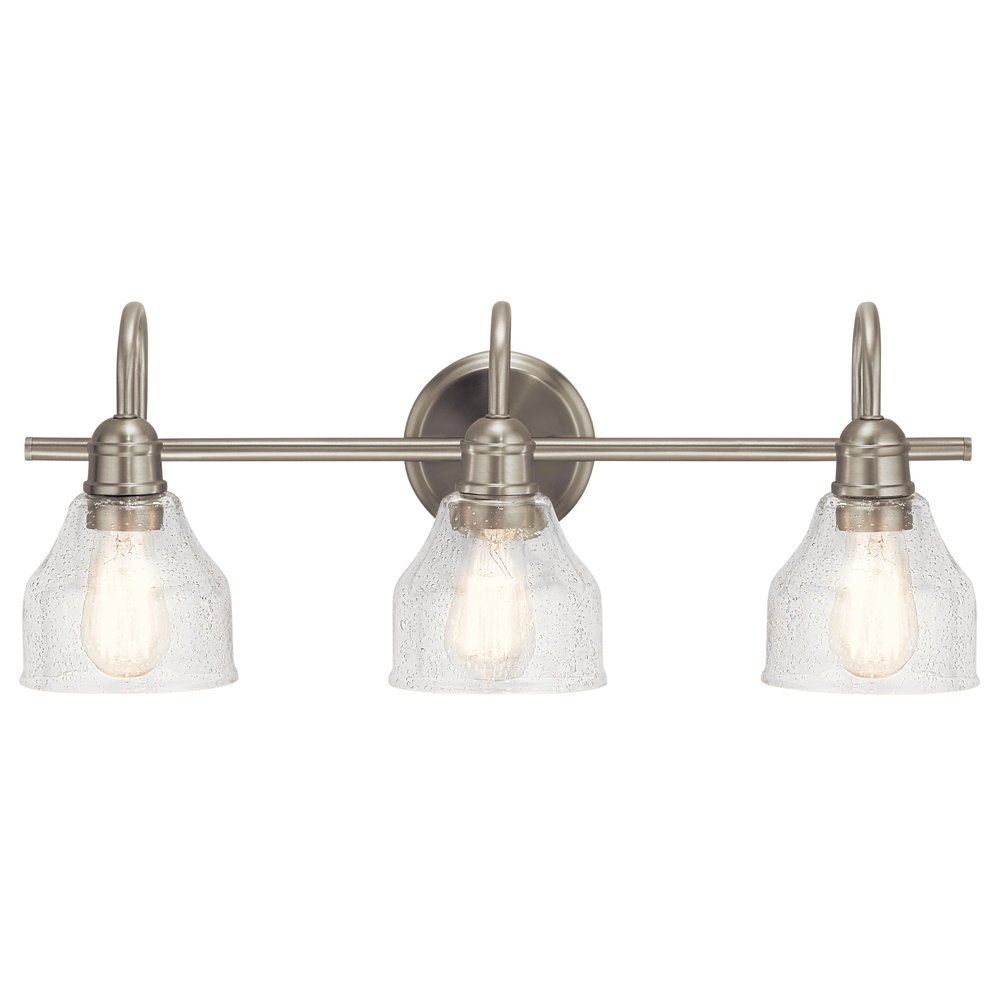 Kichler Avery 3-Light Farmhouse Vanity Light, Brushed Nickel
