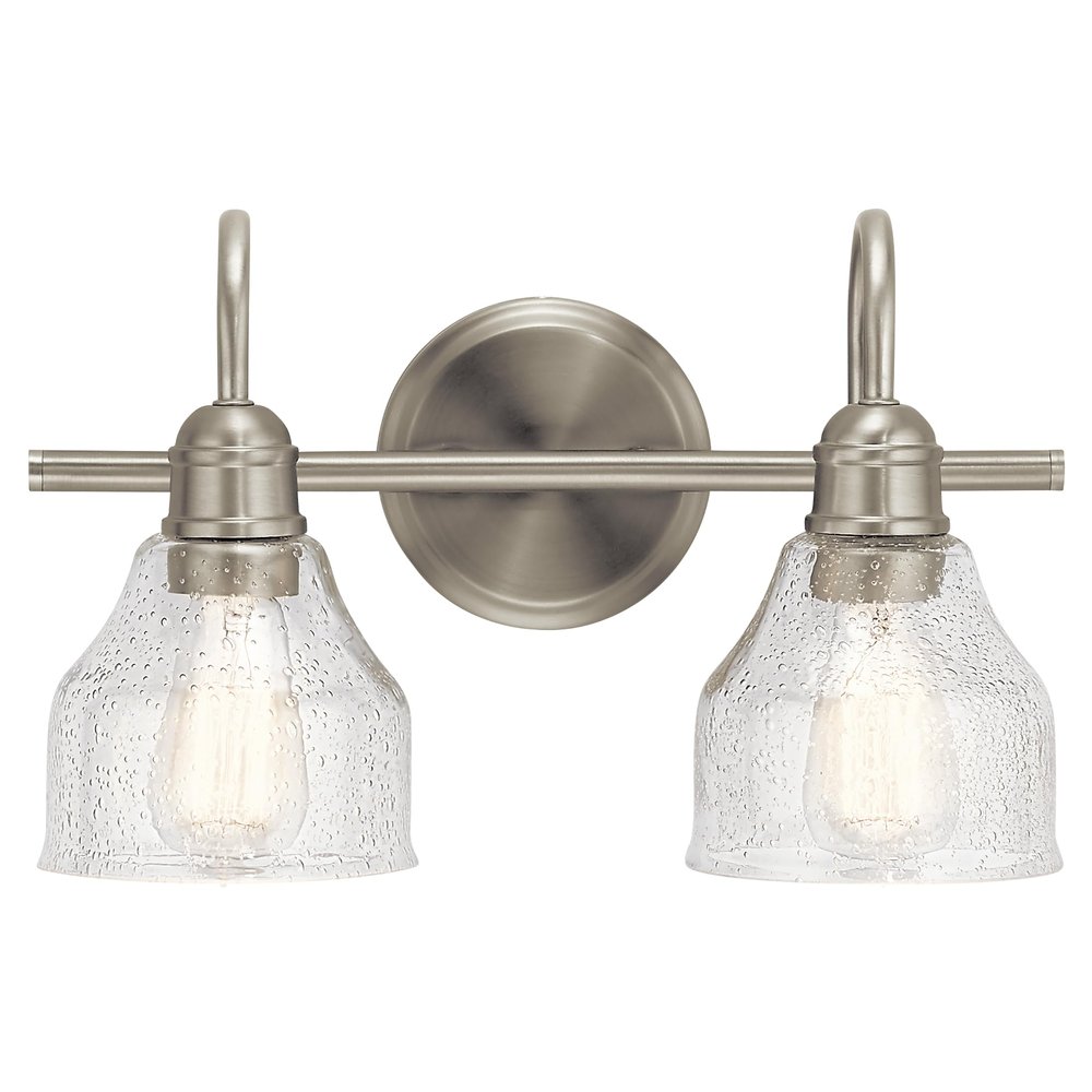 Kichler Avery 2-Light Farmhouse Vanity Light, Brushed Nickel