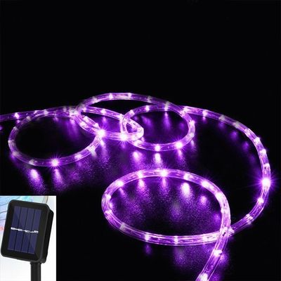 DINOWIN Solar Rope Lights, 23ft 50LED Waterproof Copper Tube Wire String Lights for Garden,Yard, Path, Fence, Stairs, Backyard, Patio Decorative (Purple)