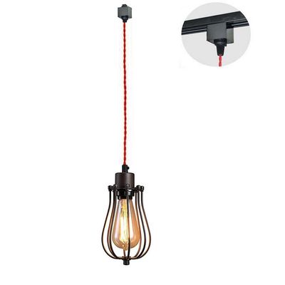 Kiven 1-Light H-Type Wire Track Light Pendants 3.3 Feet Cord Restaurant Chandelier Decorative Iron Cage Pendant Light Industrial Factory Pendant Lamp, Bulb Not Supplied