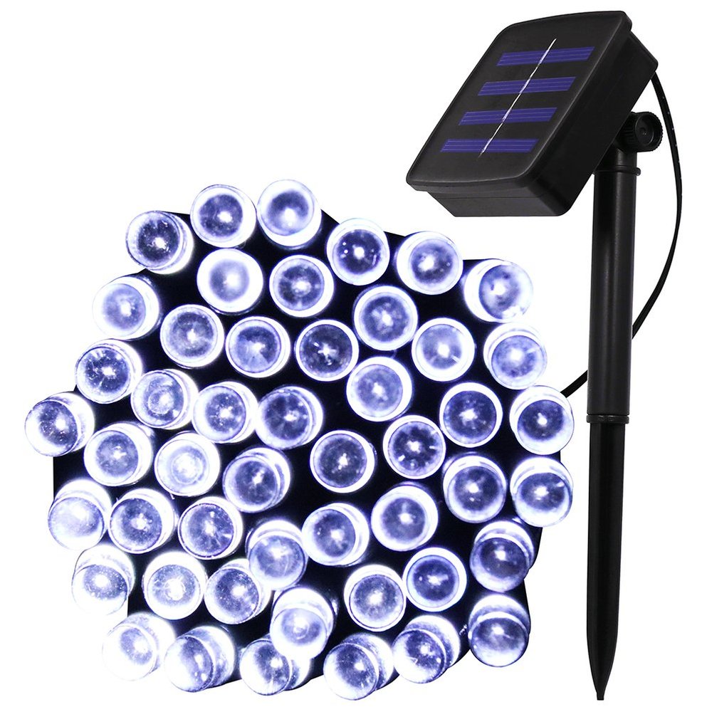 XUNATA 40ft Solar Christmas Light, 100 Units LED 2 Modes Solar Powered Fairy String Lights for Outdoor, Gardens, Homes, Wedding, Christmas Party, Waterproof (White)