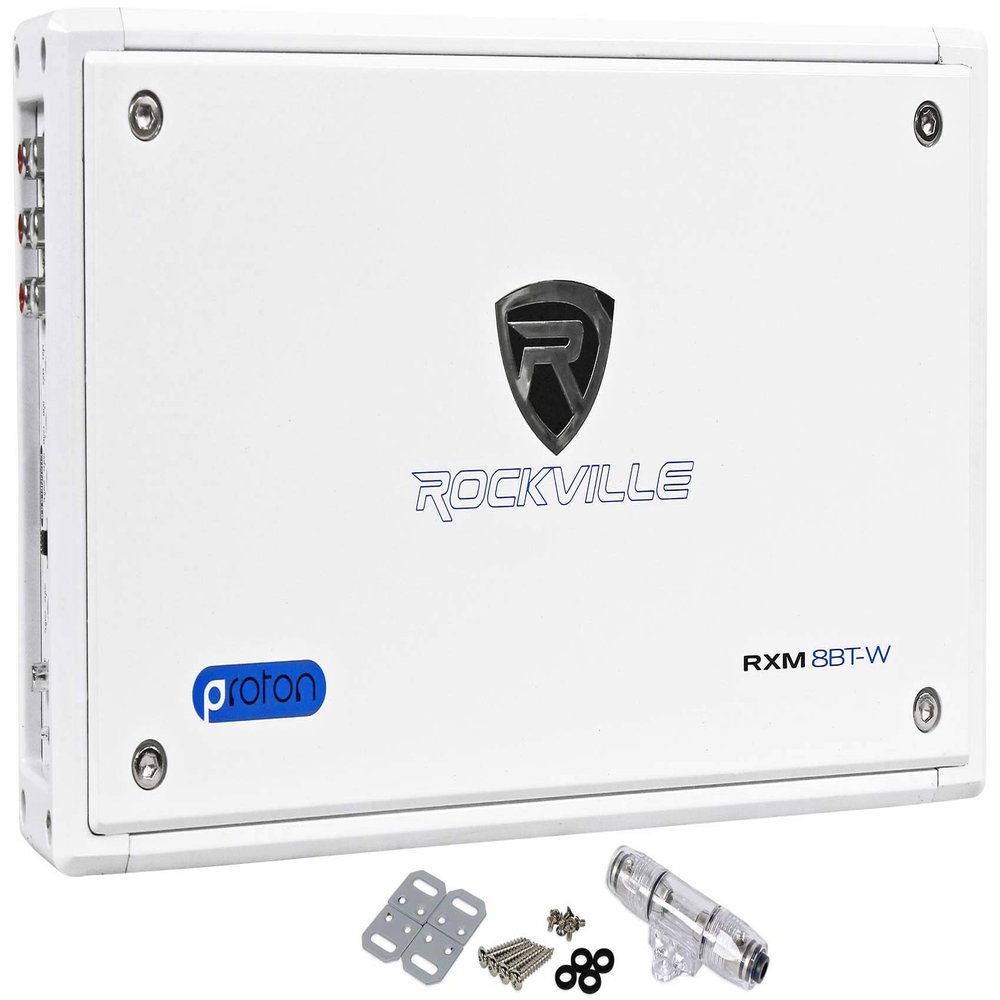 Rockville RXM8BTW 8 Channel Marine Boat Amplifier with Bluetooth, White