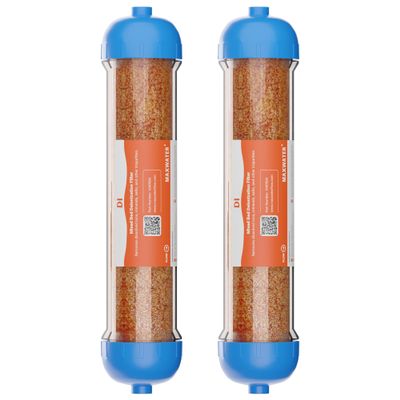 (2 Pack) Mixed Bed Ion Exchange Aquarium Filter Resin 0 PPM RO DI Refillable Housing, Compatible with 10" Reverse Osmosis Water Filtration Systems, for High TDS in Water