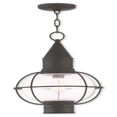 Livex 26906-04 Transitional One Light Outdoor Pendant from Newburyport Collection in Black Finish