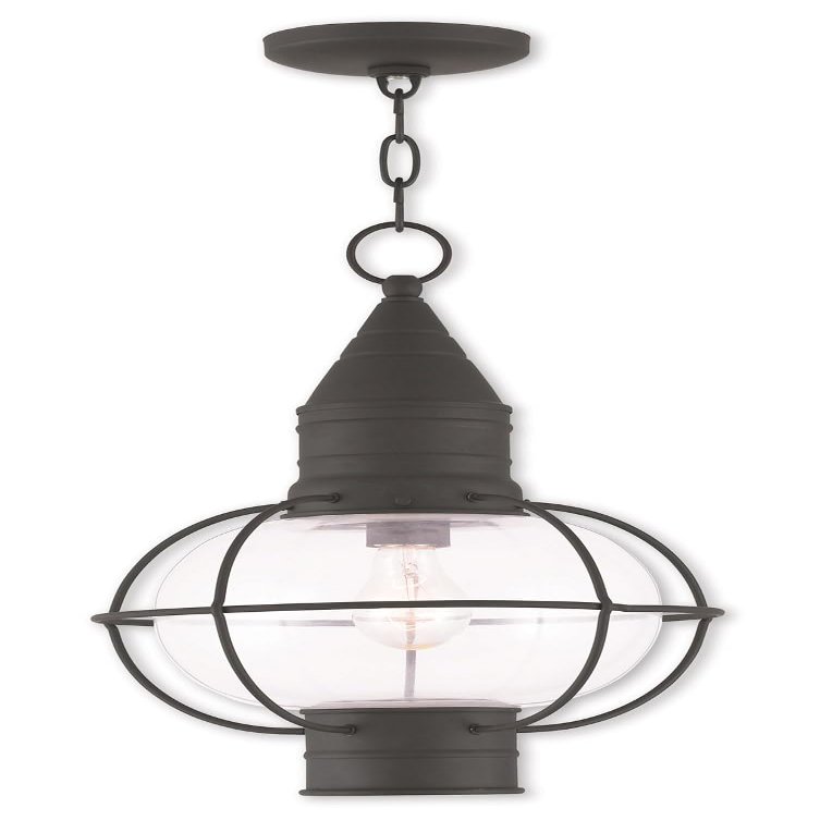Livex 26906-04 Transitional One Light Outdoor Pendant from Newburyport Collection in Black Finish