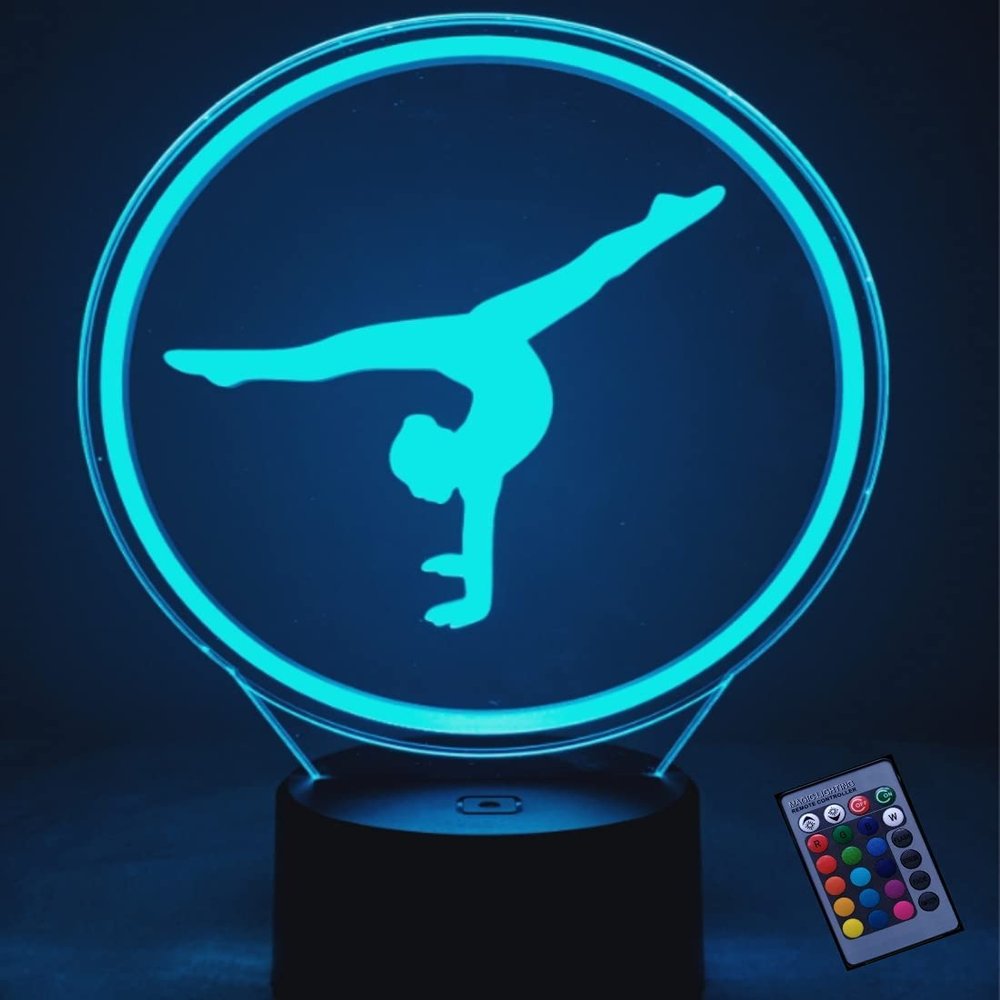 YTDZLTD Creative 3D Gymnastics Night Light 16 Colors Changing USB Power Remote Control Touch Switch Decor Lamp Optical Illusion Lamp LED Table Desk Lamps