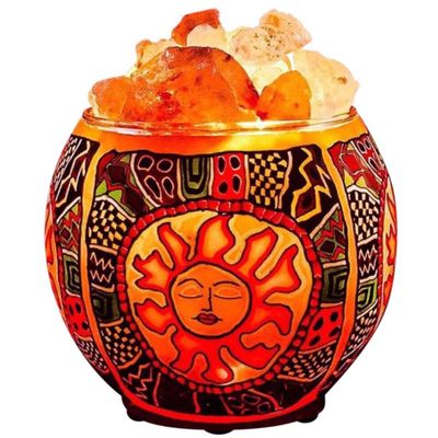 Himalayan CrystalLitez Himalayan Salt Lamp with UL Listed Dimmer Cord, Original Salt Crystals in A Handcrafted Artisan Bowl, Aromatherapy Salt Lamp (Ethnic Tribal Sun)