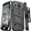 ZIZO Bolt Series Samsung Galaxy Amp Prime 3 Case Military Grade Drop Tested with Tempered Glass Screen Protector Holster Metal Gray view 1
