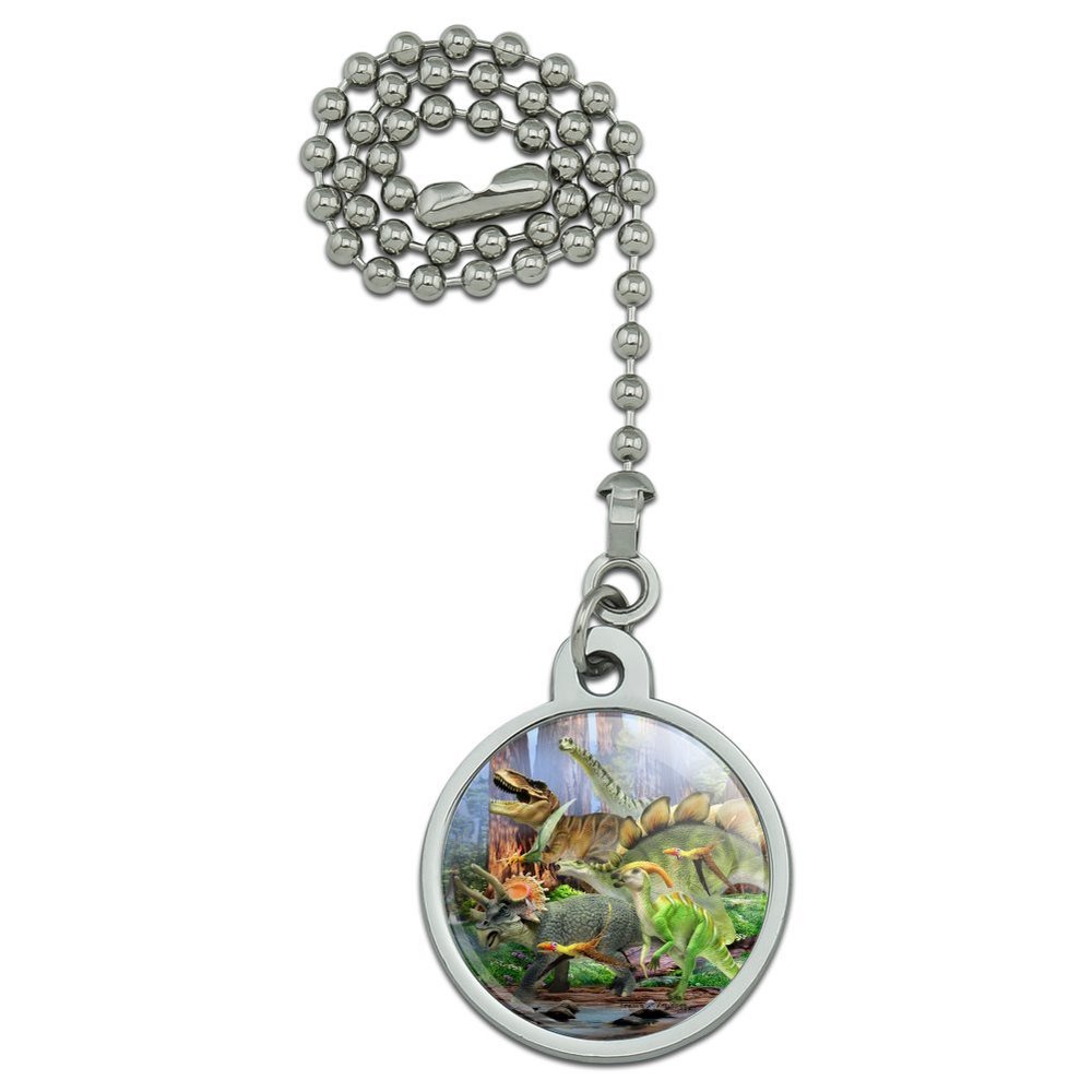 Triceratops T-Rex Stegosaurus Jurassic Dinosaurs Ceiling Fan and Light Pull