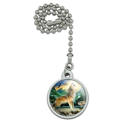 GRAPHICS & MORE Howling Wolf Sunset Forest Butterflies Ceiling Fan and Light Pull Chain