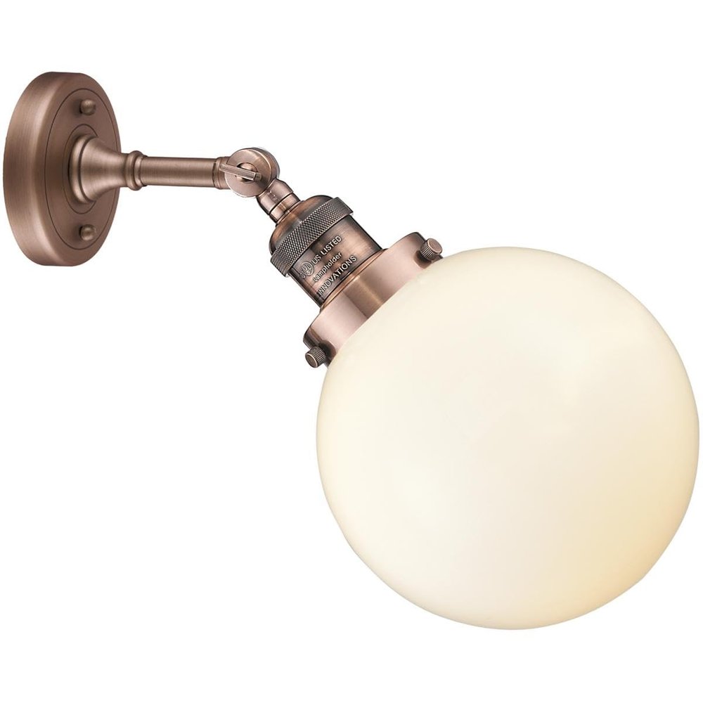 Innovations 203-AC-G201-8 1 Light Sconce, Antique Copper