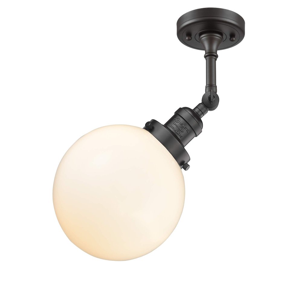 Innovations 201F-OB-G201-8-LED Transitional LED Semi-Flush Mount from Franklin Restoration Collection in Black Finish,