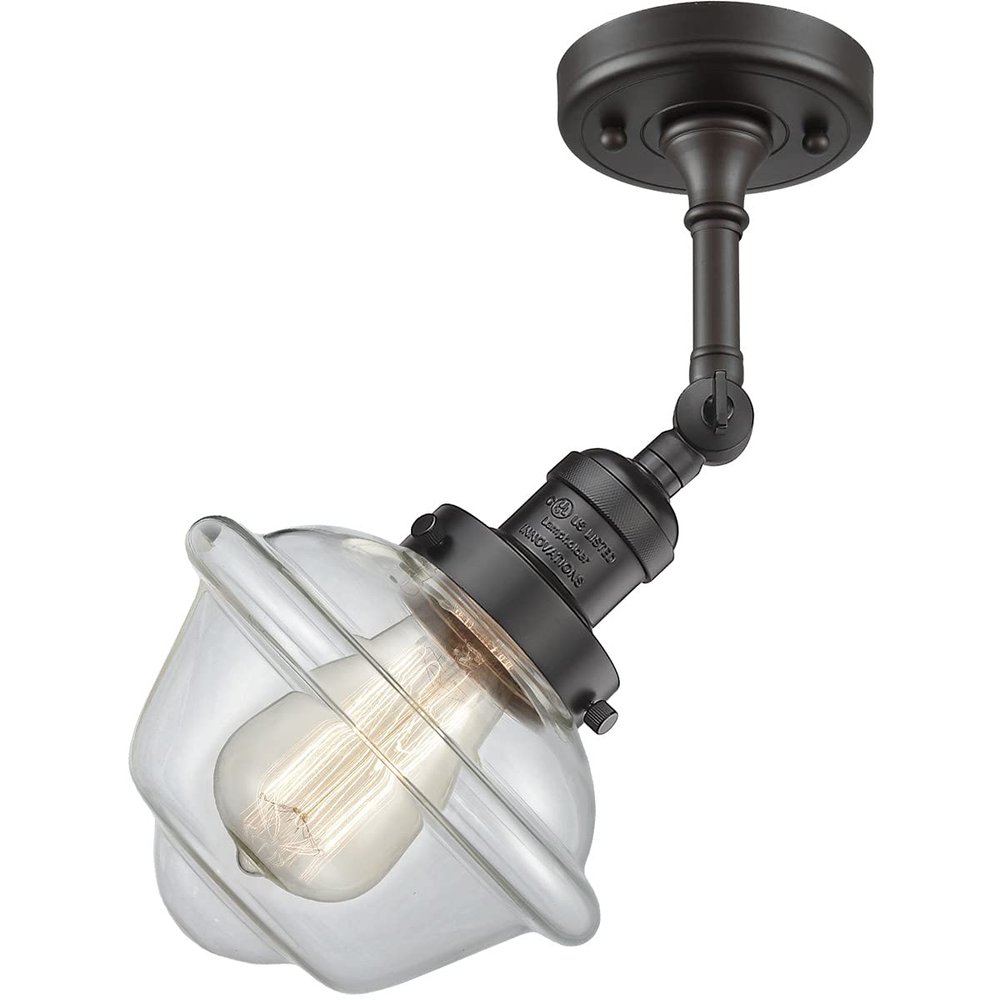 Innovations 201F-OB-G532-LED Transitional LED Semi-Flush Mount from Franklin Restoration Collection in Black Finish,