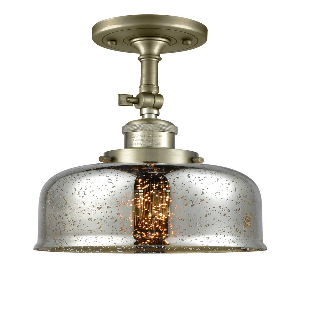 Innovations 201F-AB-G78 1 Light Semi-Flush Mount, Antique Brass