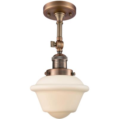 Innovations 201F-AC-G531-LED 1 Light Vintage Dimmable LED Semi-Flush Mount, Antique Copper