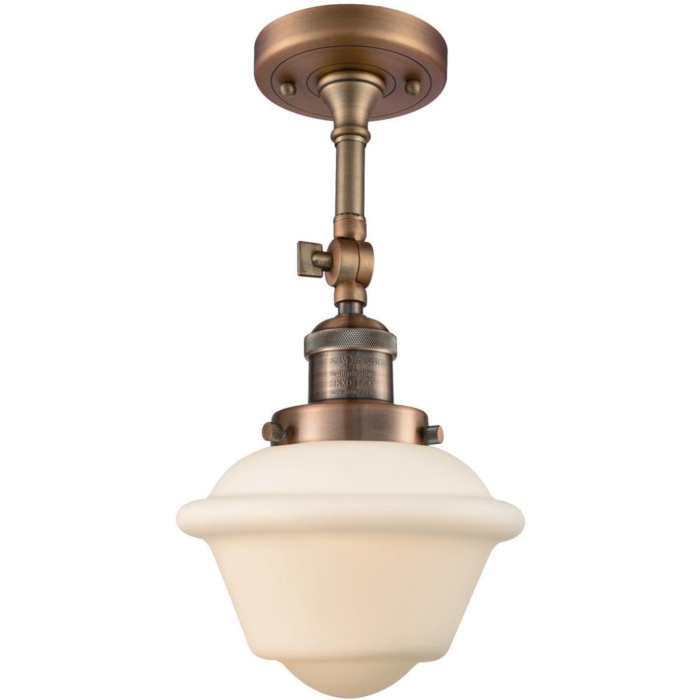 Innovations 201F-AC-G531-LED 1 Light Vintage Dimmable LED Semi-Flush Mount, Antique Copper