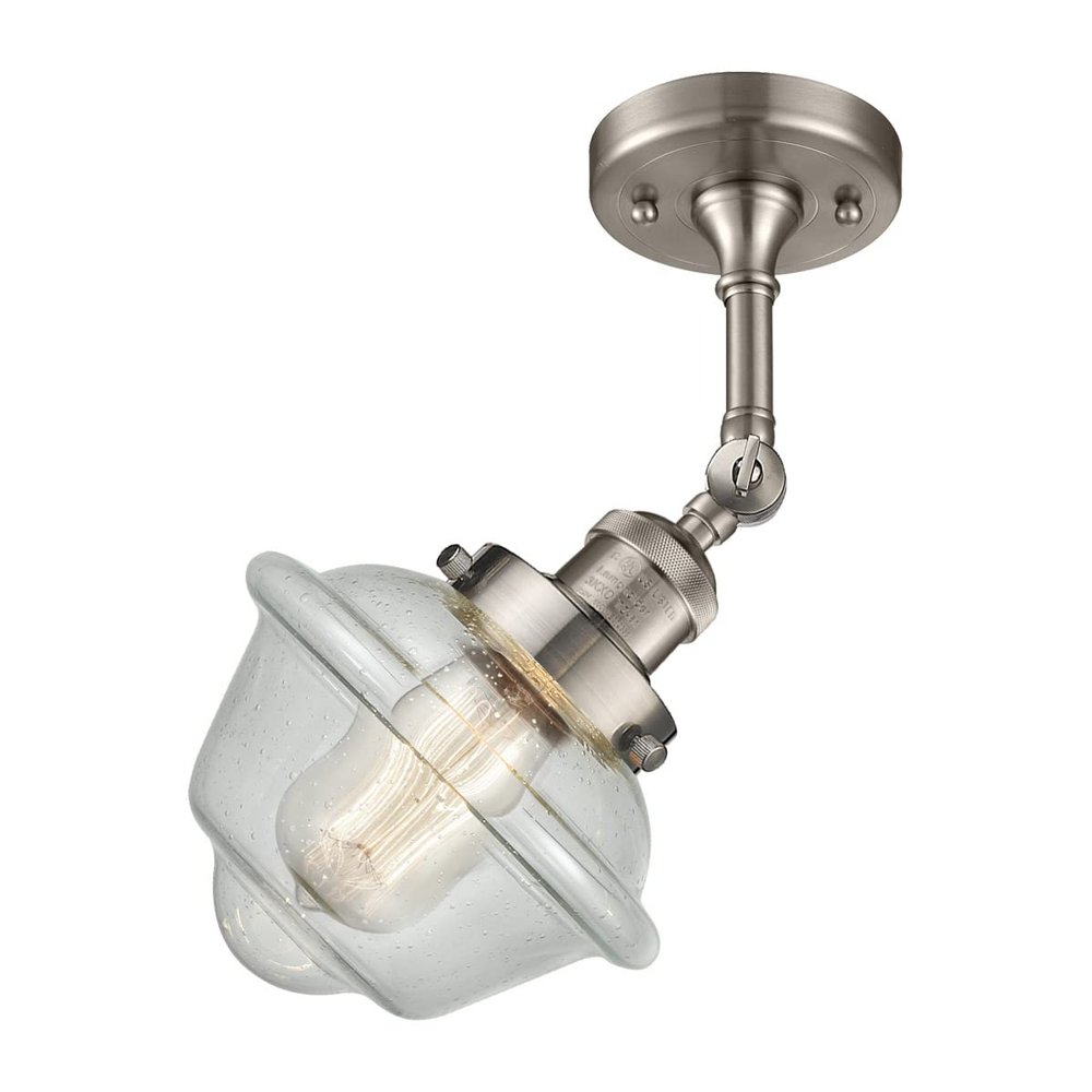 Innovations 201F-SN-G534-LED Transitional LED Semi-Flush Mount from Franklin Restoration Collection in Pewter, Nickel, Silver Finish,