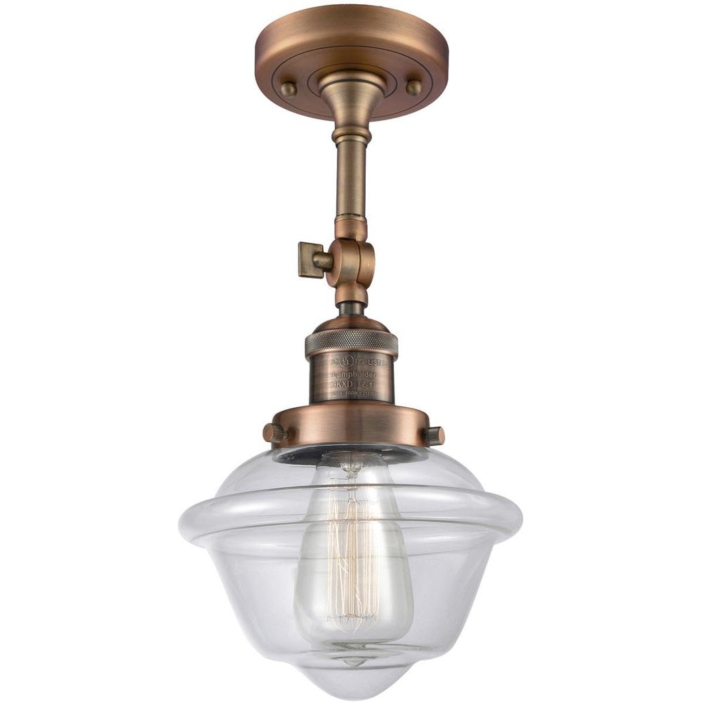 Innovations 201F-AC-G532-LED Transitional LED Semi-Flush Mount from Franklin Restoration Collection in Copper Finish,