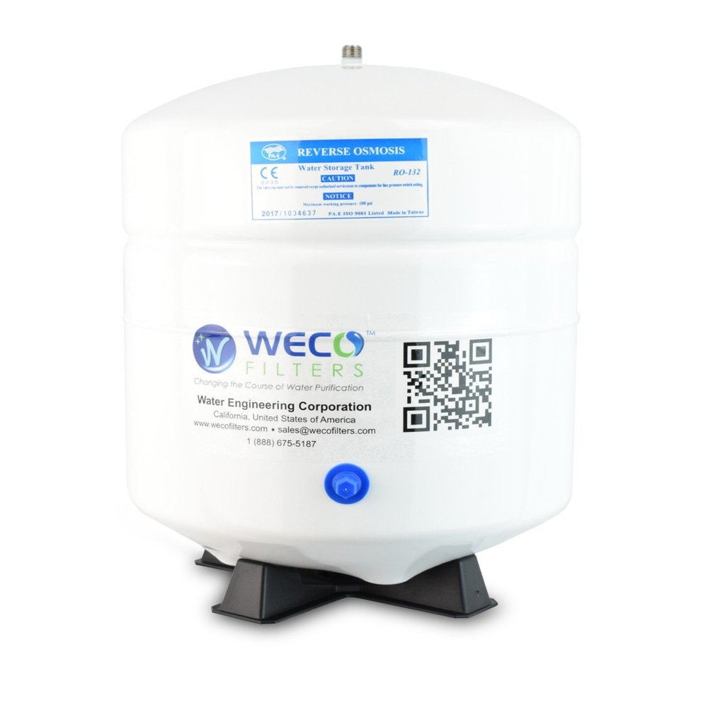 WECO 4.5 Gallon White Pressure Tank for Under Sink Water Filter Systems with 1/4" Stainless Steel Connector