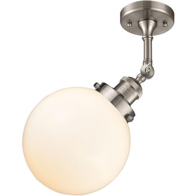 Innovations 201F-SN-G201-8-LED Transitional LED Semi-Flush Mount from Franklin Restoration Collection in Pewter, Nickel, Silver Finish,