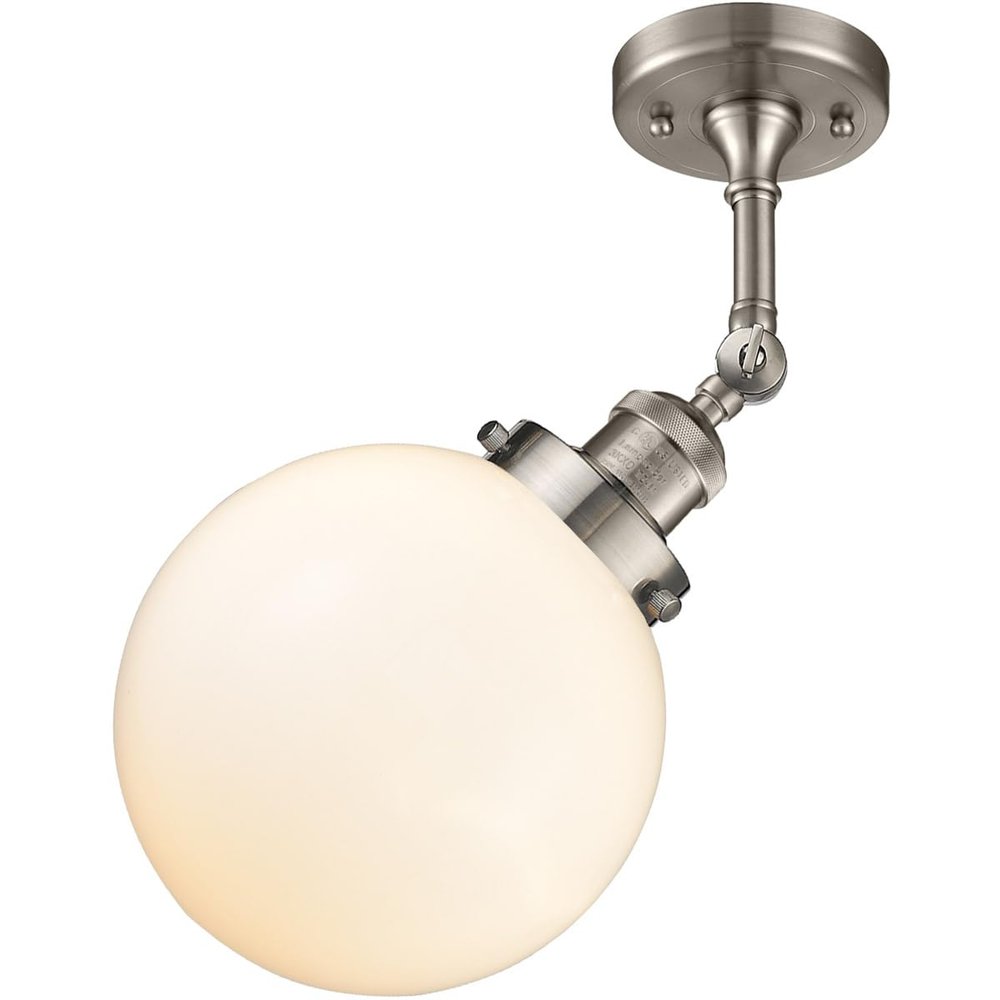 Innovations 201F-SN-G201-8-LED Transitional LED Semi-Flush Mount from Franklin Restoration Collection in Pewter, Nickel, Silver Finish,