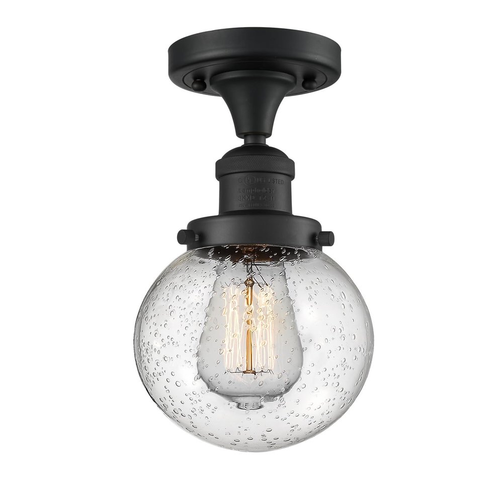 Innovations 517-1CH-BK-G204-6-LED 1 Light Vintage Dimmable LED Semi-Flush Mount, Matte Black