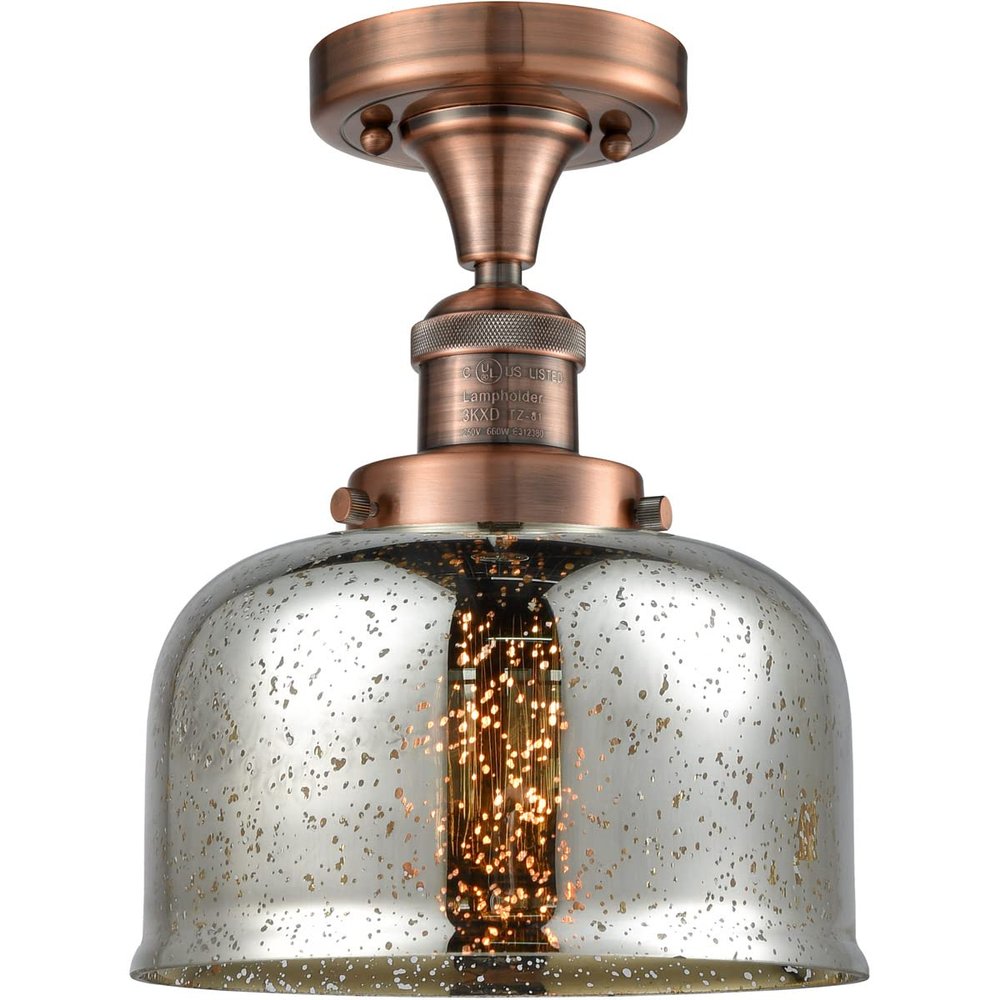 Innovations 517-1CH-AC-G78-LED 1 Light Vintage Dimmable LED Semi-Flush Mount, Antique Copper