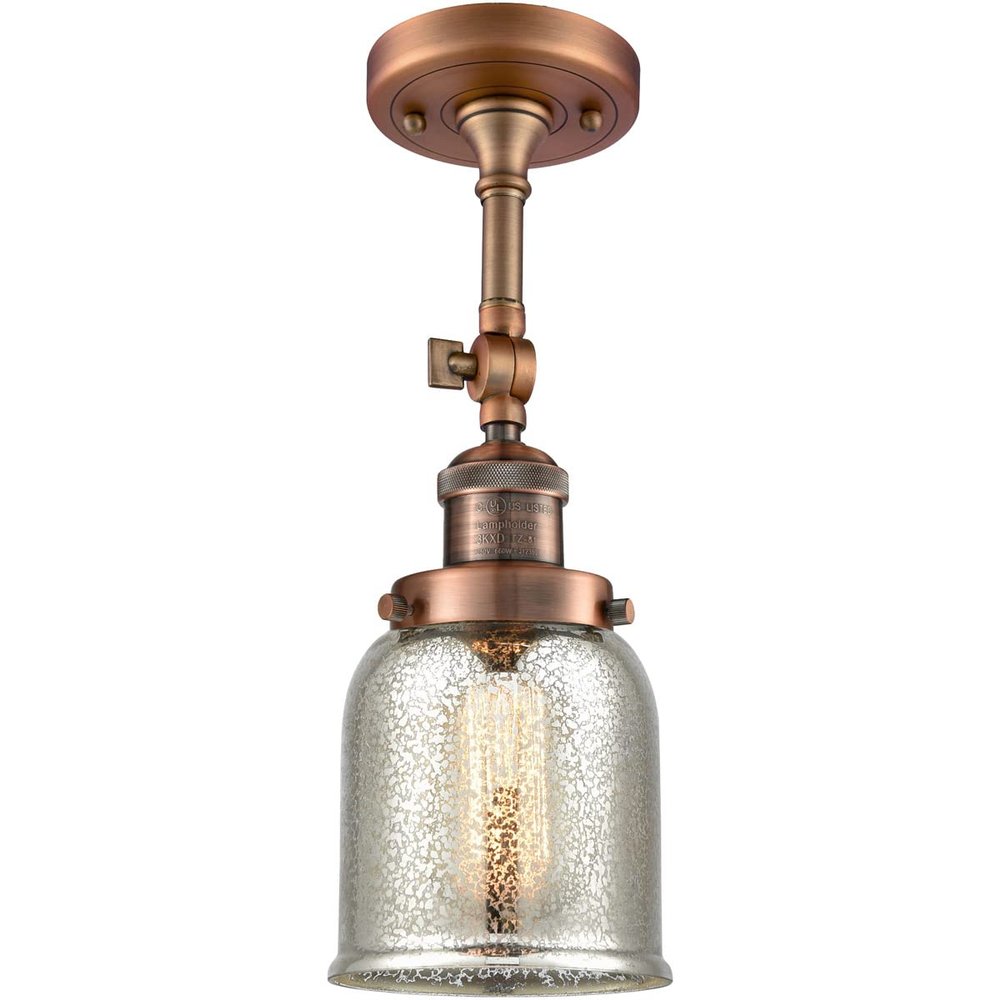 Innovations 201F-AC-G58-LED Transitional LED Semi-Flush Mount from Franklin Restoration Collection in Copper Finish,