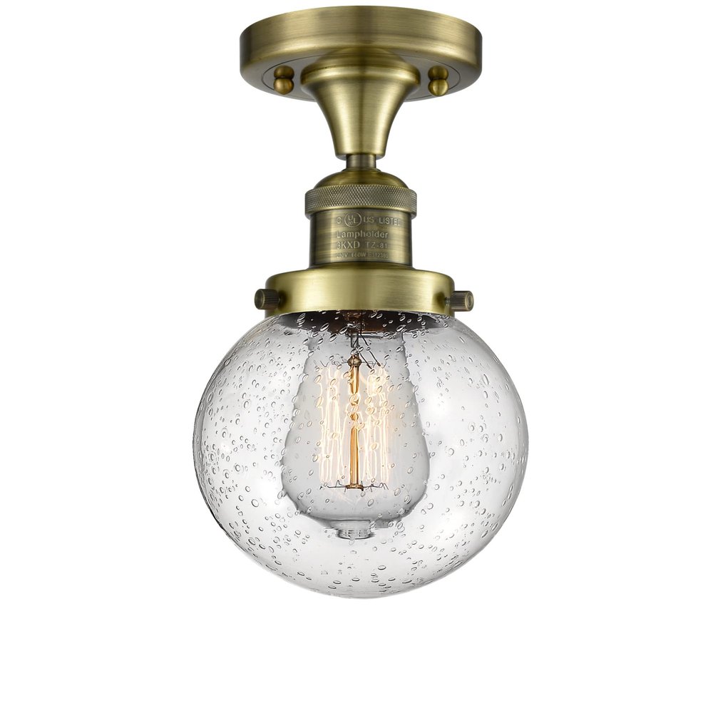 Innovations 517-1CH-AB-G204-6 1 Light Flush Mount, Antique Brass