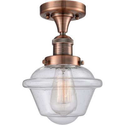 Innovations 517-1CH-AC-G534-LED 1 Light Vintage Dimmable LED Semi-Flush Mount, Antique Copper