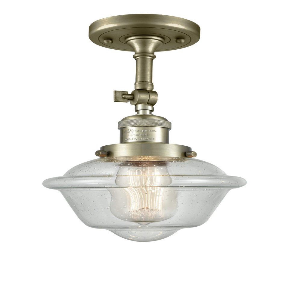 Innovations 201F-AB-G534 1 Light Semi-Flush Mount, Antique Brass