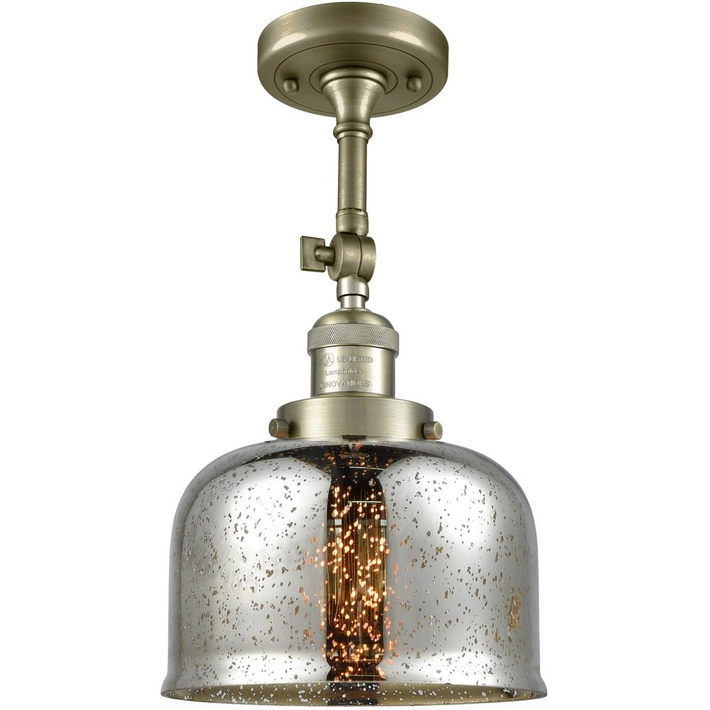 Innovations 201F-AB-G78-LED Traditional LED Semi-Flush Mount from Franklin Restoration Collection in Brass - Antique Finish,