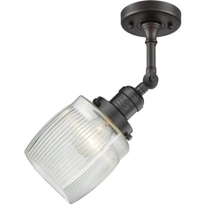 Innovations 201F-OB-G302-LED Transitional LED Semi-Flush Mount from Franklin Restoration Collection in Black Finish,