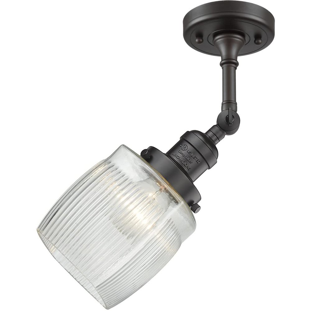 Innovations 201F-OB-G302-LED Transitional LED Semi-Flush Mount from Franklin Restoration Collection in Black Finish,