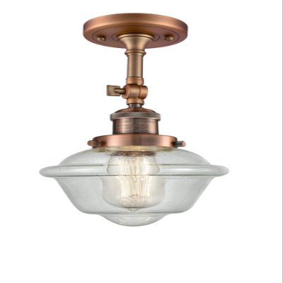 Innovations 201F-AC-G534 1 Light Semi-Flush Mount, Antique Copper