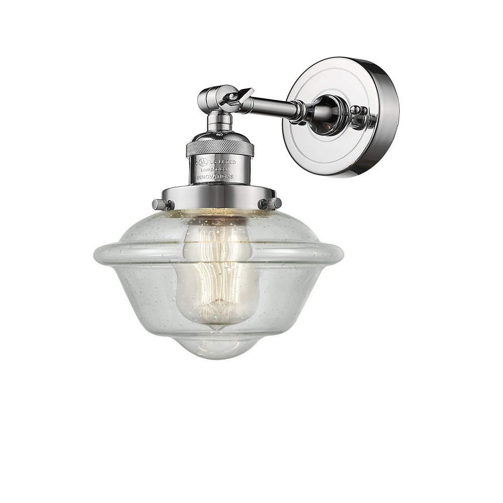 Innovations 201F-PC-G534-LED Transitional LED Semi-Flush Mount from Franklin Restoration Collection in Chrome Finish,