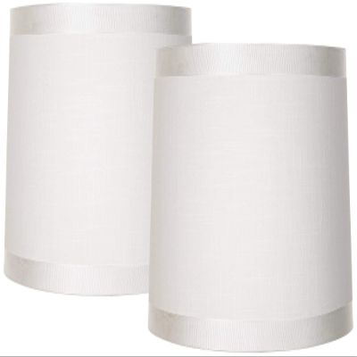 Large White Fabric Set of 2 Drum Lamp Shades 13x14x10 (Spider)