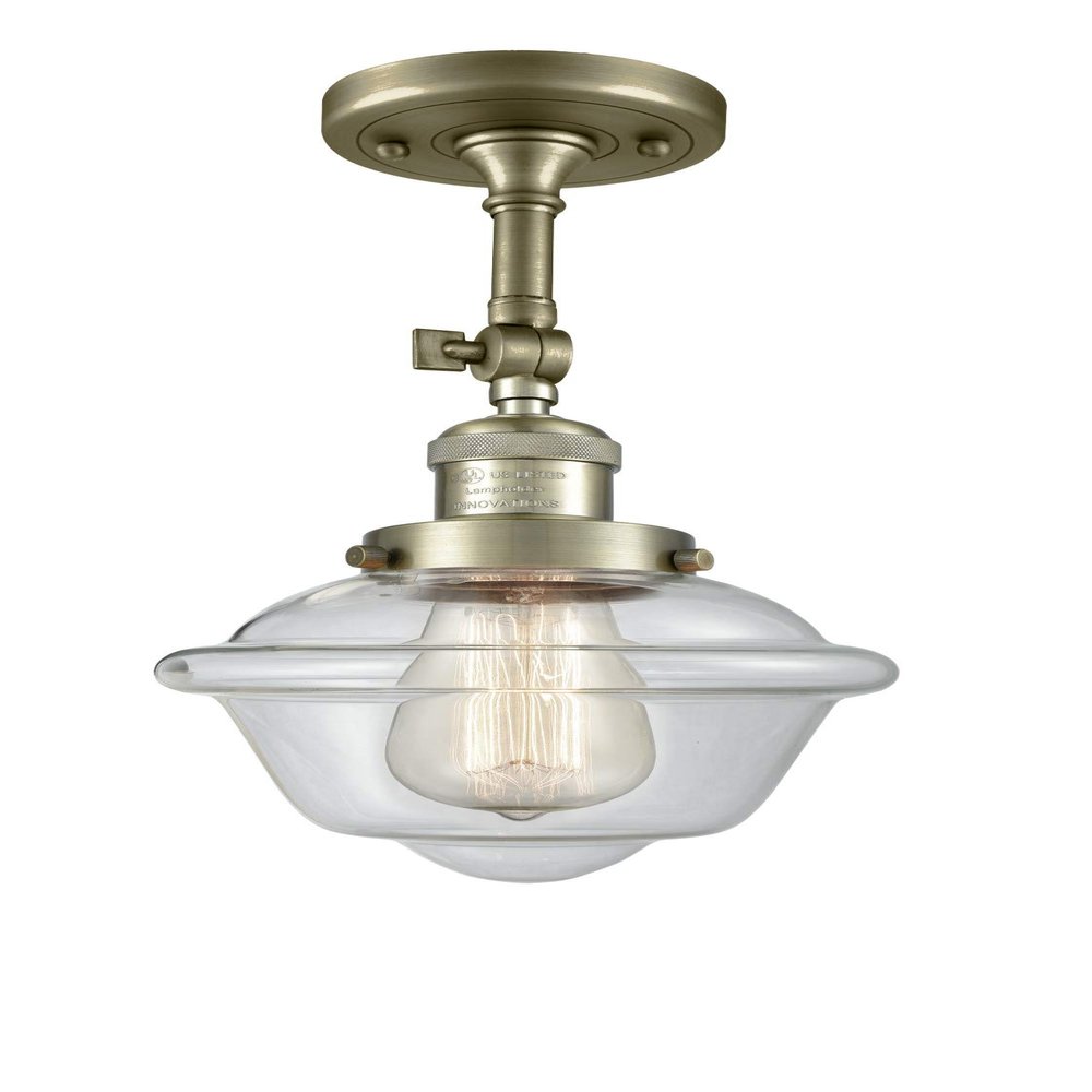 Innovations 201F-AB-G532 1 Light Semi-Flush Mount, Antique Brass