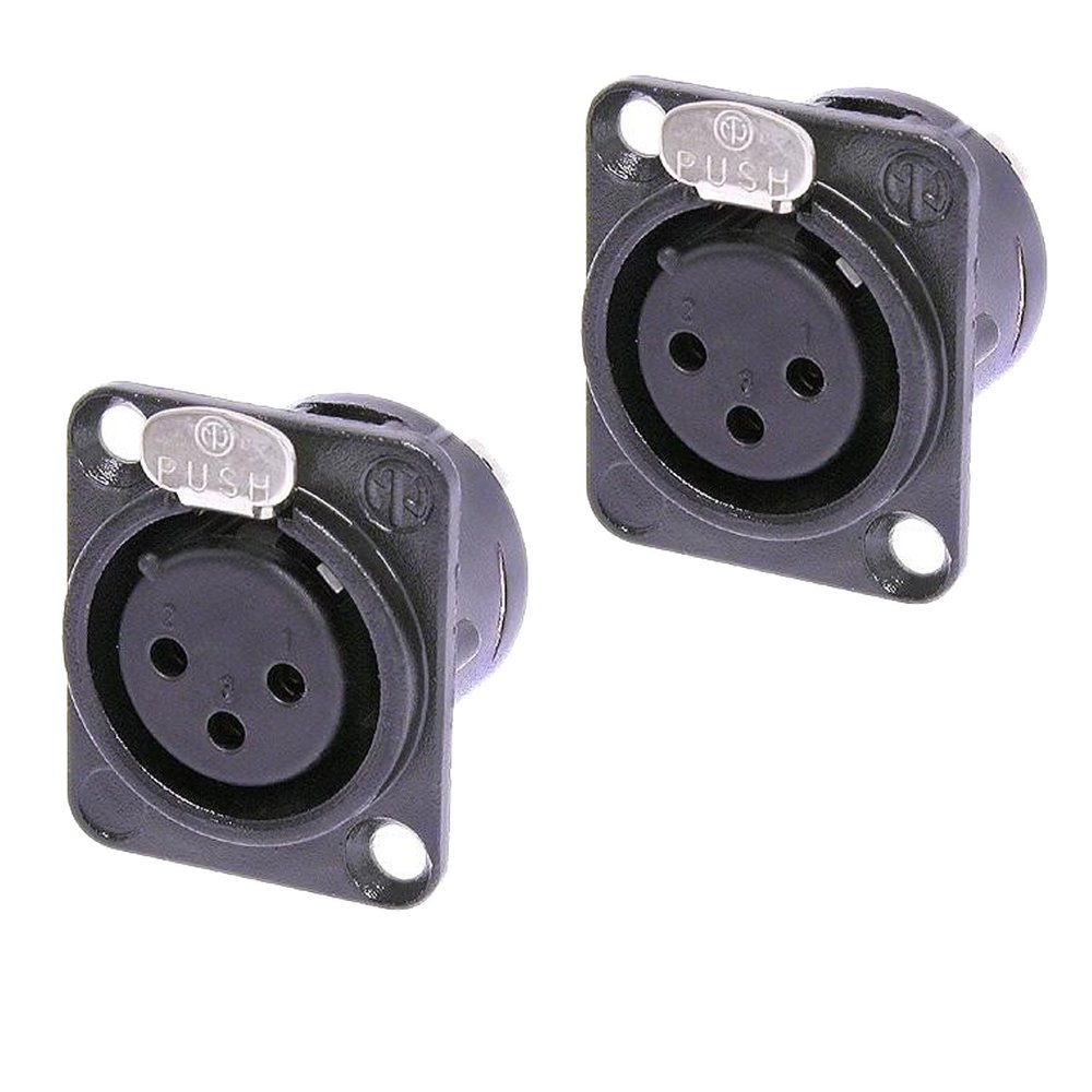 Neutrik NC3FD-L-B-1 3 Pole Female Receptacle Solder Cups Black Metal (Pack of 2)