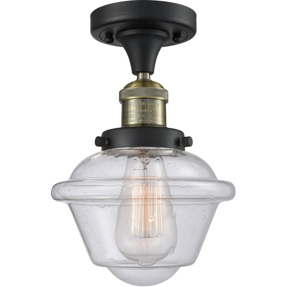 Innovations 517-1CH-BAB-G534-LED 1 Light Vintage Dimmable LED Semi-Flush Mount, Black Antique Brass
