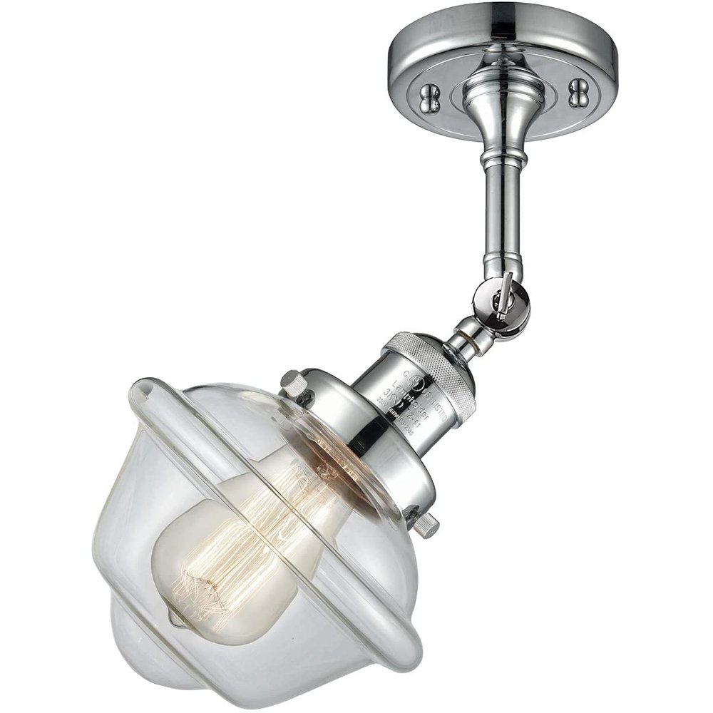 Innovations 201F-PC-G532-LED Transitional LED Semi-Flush Mount from Franklin Restoration Collection in Chrome Finish,