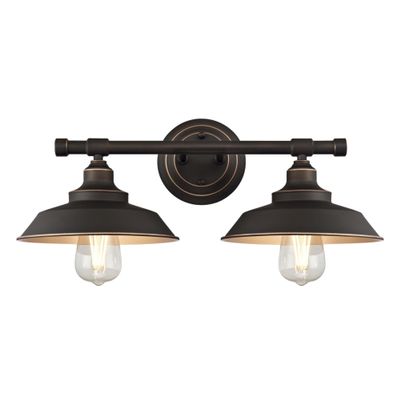 Westinghouse 6354800 Iron Hill Two Light Indoor Wall Fixture, 2, Black