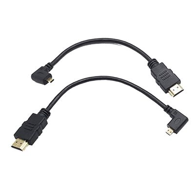 Seadream Angled Micro HDMI to HDMI Cable 8inch 90 Degree Angle Micro HDMI Male to HDMI Male Cable Connector (2pcs:1pcs Left +1pcs Right)
