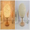 STGLIGHTING Cream White Rattan Shade Wooden Base Bedroom Bedside Desk Lamp Simple Lamp Style Lighting with Dimmer Switch Cord Bulbs Not Included TD0293-DIM view 4