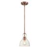 Westinghouse 6356400 Adjustable Indoor Mini-Pendant Light, Washed Copper Finish with Handblown Clear Seeded Glass view 1