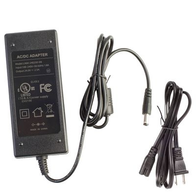 UL Listed AC 100-240V to DC 24V 2.5A 60w LED Light AC Adapter High Power Switching Power Supply Driver US Plug Class 2 for LED Strip Light