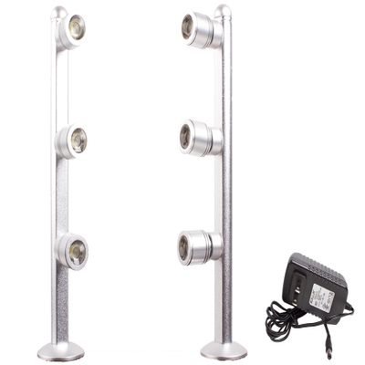 LEDUPDATES 2 Pack Showcase LED Light Pole Style 8 inch spot Light Silver Color FY-53 6000K with UL Listed Power Supply