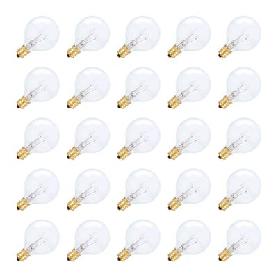Simba Lighting G40 Replacement Bulb 5W 120V E12 Candelabra Base C7, 25 Pack