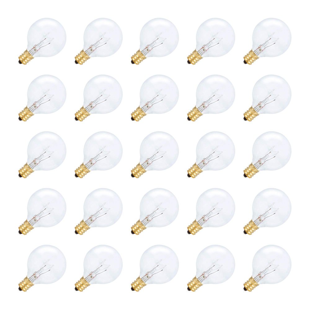 Simba Lighting G40 Replacement Bulb 5W 120V E12 Candelabra Base C7, 25 Pack