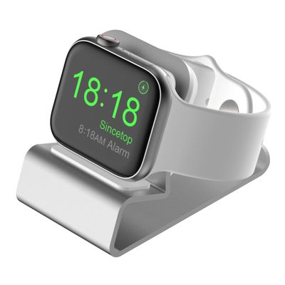 Sincetop Compatible with Apple Watch Charger Stand Ultra 2/Ultra/SE/9/8/7/6/5/4/3/2/1, Aluminum iWatch 49 45 41 44 40 42 38 Charging Holder Dock Nightstand Mode-Magnetic Charger not Included-Silver